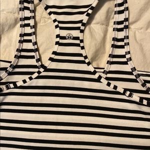 Black and white striped lululemon tank top
